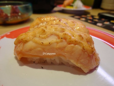 seared salmon with pollock roe