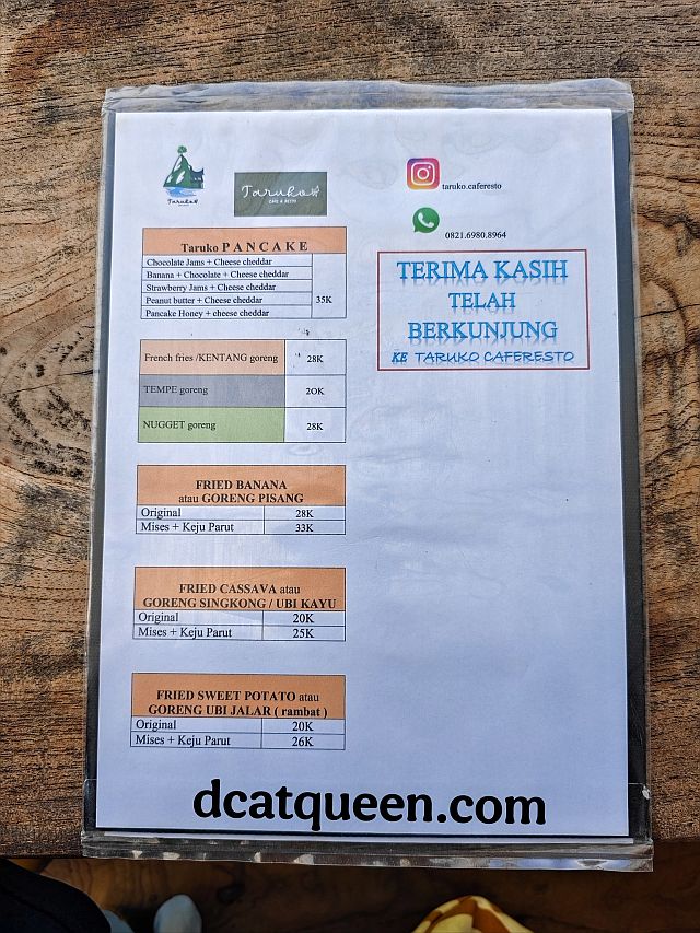 harga menu di cafe kopi bukittinggi