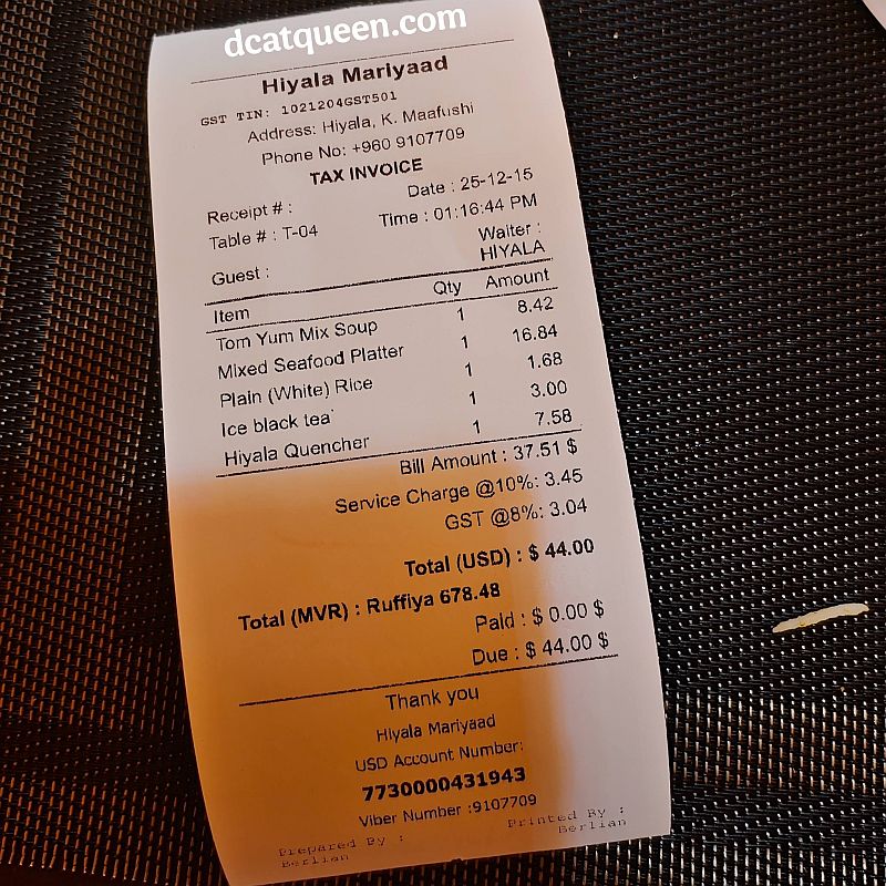 harga makanan di maafushi